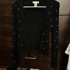Black Rhinestone Cardigan
